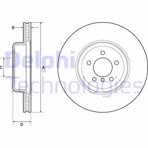 Тормозной диск DELPHI BG9158C вентилируемый , передняя ось
