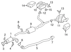 Средний глушитель 95B253411 Y PORSCHE