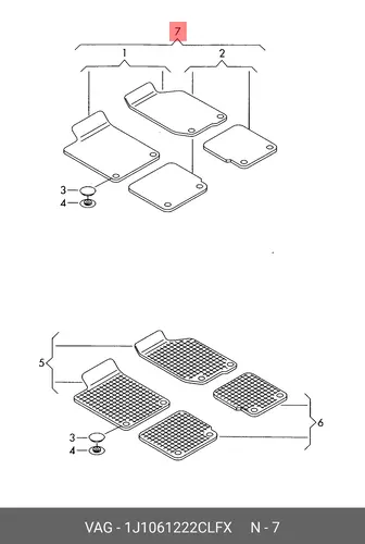Коврики в салон VAG 1J1061222C LFX