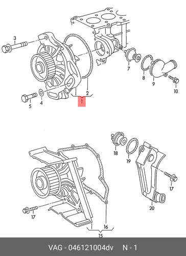 помпа Audi 046121004DV VAG