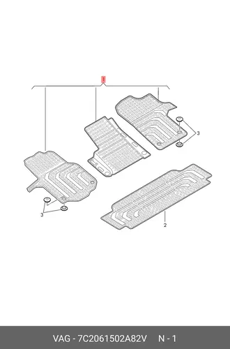 Коврики в салон VAG 7C2061502A 82V