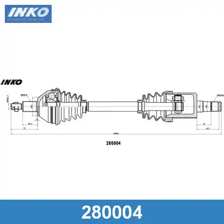280004 Вал приводной в сборе 36/26 прав INKO