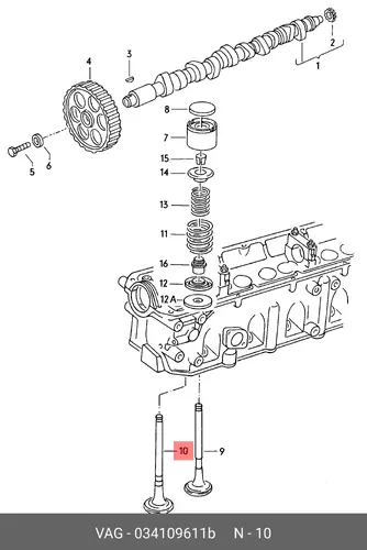 клапан выпускной Audi 034109611B VAG