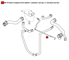 ТРУБКА РАДИАТОРА BMW 5 E60E61 (03-09), 6 E63E64 (04-09) WEPTR348 WENDERW