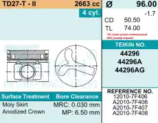 Поршень TEIKIN 1шт 44296STD