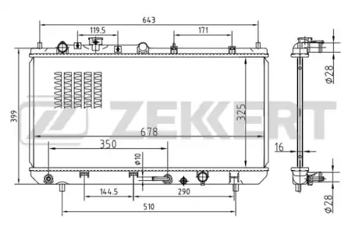 Радиатор системы охлаждения двигателя ZEKKERT MK1393