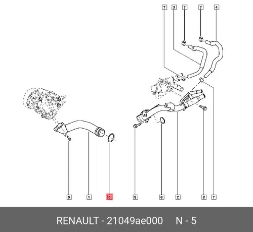 Кольцо уплотнительное автомобильное RENAULT 21049AE000