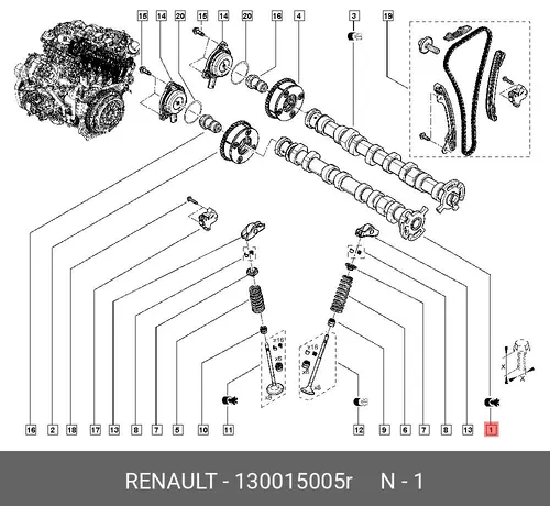 Распредвал RENAULT 130015005R