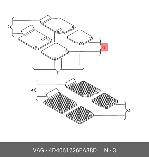 Коврики в салон VAG 4D4061226EA38D
