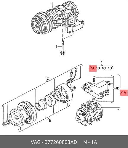 компрессор кондиционера Audi 077260803AD VAG