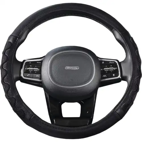 Оплетка SKYWAY Racer-2 M Черно/Серая экокожа S01102417