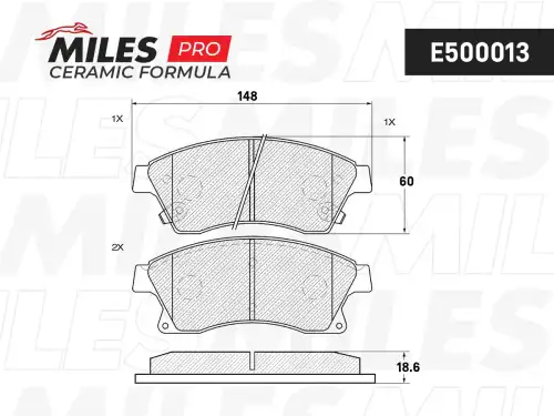 Тормозные колодки дисковые передняя ось MILES E500013