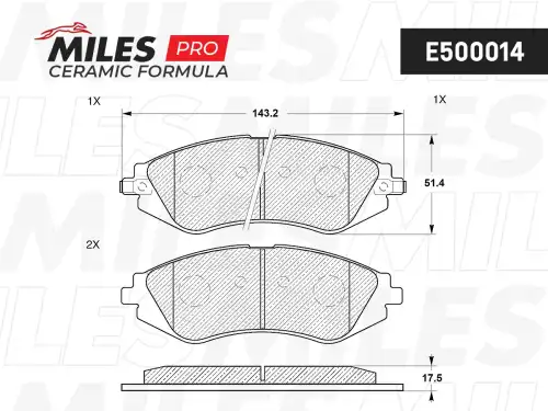 Тормозные колодки дисковые передняя ось MILES E500014