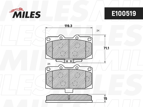 Тормозные колодки дисковые передняя ось MILES E100519