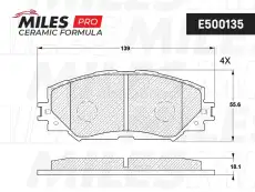 Тормозные колодки дисковые передняя ось MILES E500135