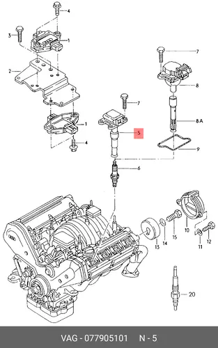 Катушка зажигания VAG 077905101