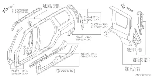 SIDE SILL COMPLETE-OUTER RIGHT 51449SA0009P SUBARU