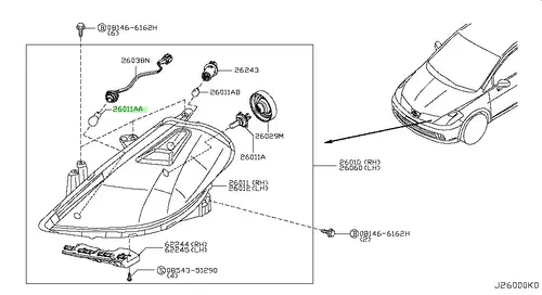 Автолампа NISSAN 262618990B
