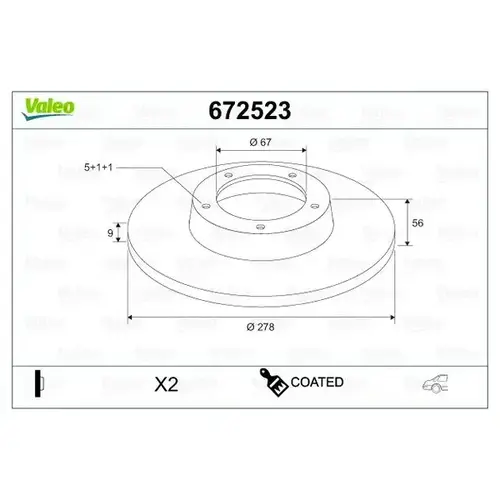 Тормозной диск VALEO 672523
