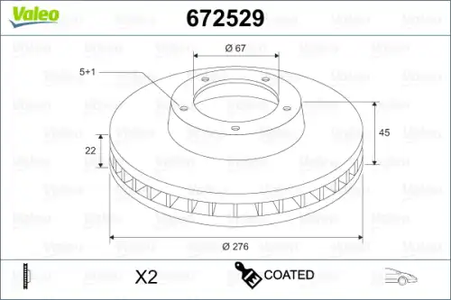Тормозной диск VALEO 672529