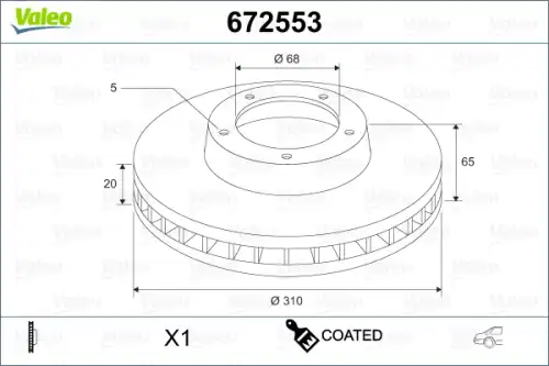 Тормозной диск VALEO 672553