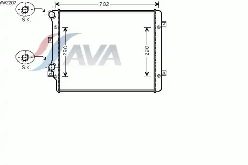 Радиатор системы охлаждения двигателя AVA VW2207