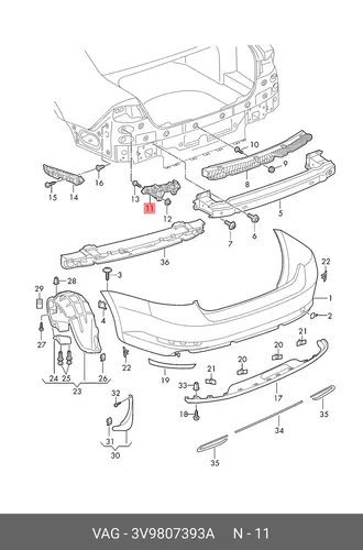 Направляющий профиль 3V9807393A VAG