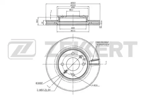 Тормозной диск ZEKKERT BS6236 вентилируемый , передняя ось