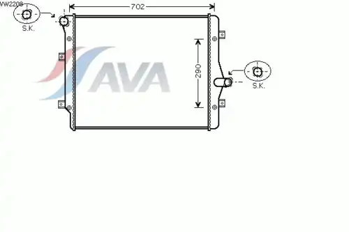 Радиатор системы охлаждения двигателя AVA VW2208