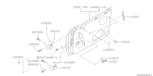 PANEL ASSEMBLY-FRONT DOOR,RIGHT 61100AC060 SUBARU