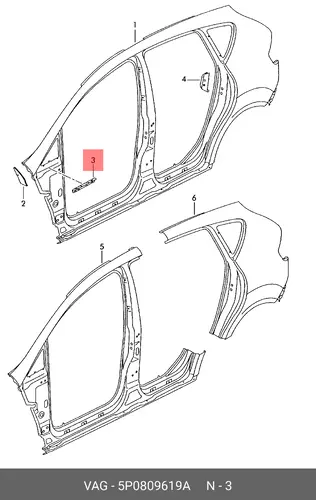 Кронштейн крыла 5P0809619A VAG