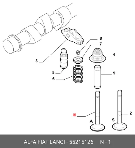 ВПУСКНОЙ КЛАПАН 55215126 ALFA ROMEO