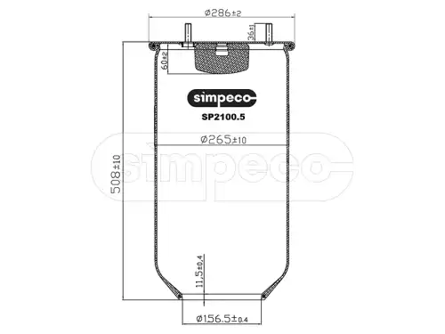 Пневморессора (без стакана) SAF (SP2100.5010) SIMPECO