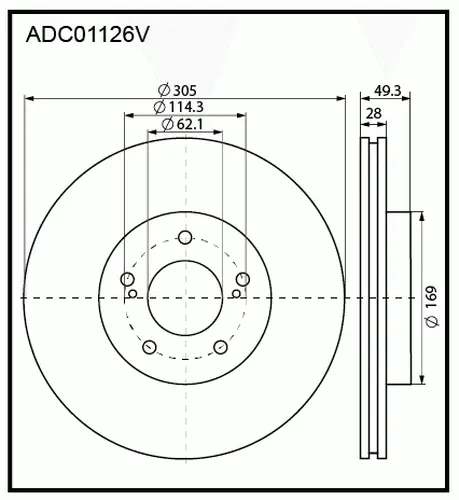 Тормозной диск ALLIED NIPPON ADC01126V