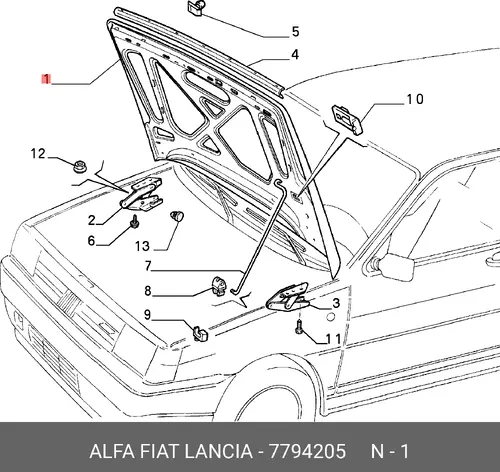 Капот 7794205 LANCIA