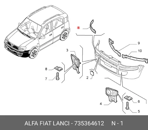 Молдинг пер бампера 735364612 LANCIA