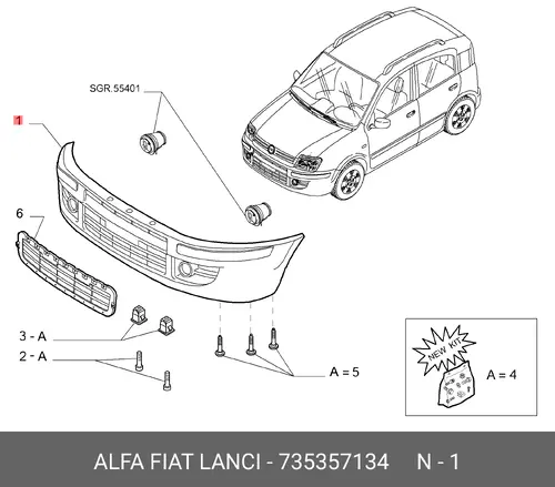 Бампер передний 735357134 ALFA ROMEO
