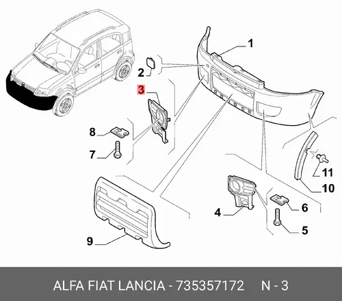 Решетка бампера ALFA ROMEO 735357172