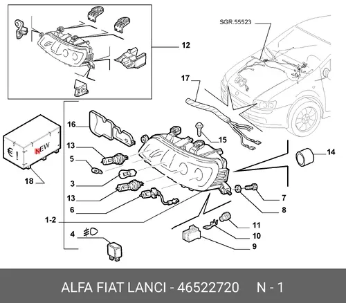 Фара ALFA ROMEO 46522720