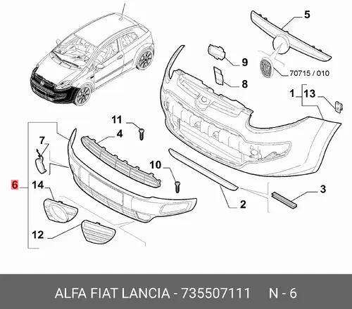 Решетка бампера ALFA ROMEO 735507111