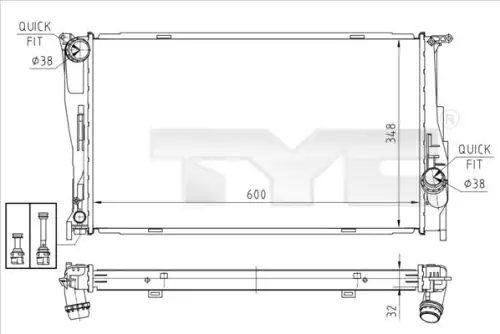 Радиатор системы охлаждения двигателя TYC 703-0008