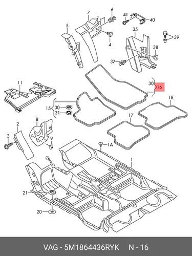 Коврики в салон VAG 5M1864436  RYK