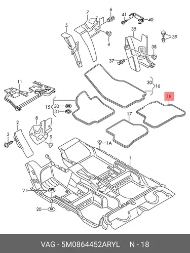 Коврики в салон VAG 5M0864452A RYL