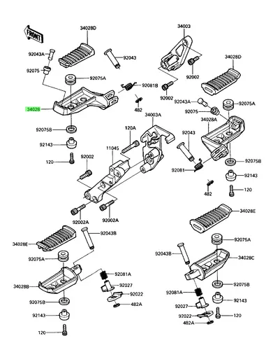 STEP,FR,LH \ Подножка, сплав 340281198 KAWASAKI