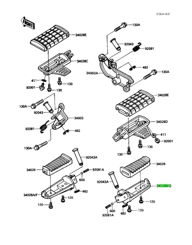 STEP,RR,RH \ ПОДНОЖКА, СПЛАВ 340281176 KAWASAKI