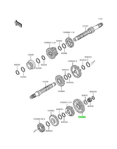 GEAR,OUTPUT LOW,42T 132601214 KAWASAKI