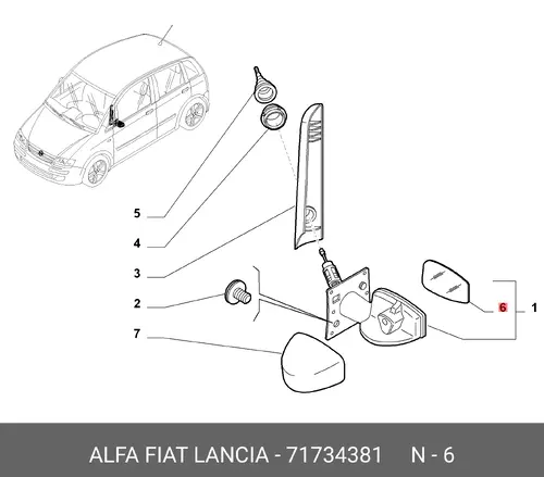 СТЕКЛО ПРАВ. 71734381 LANCIA