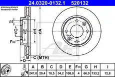 Тормозной диск ATE 24.0320-0132.1 вентилируемый , передняя ось
