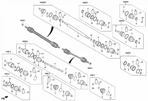 h joint kit-diff side.lh 495L3L1200 MOBIS