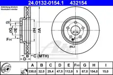Тормозной диск ATE 24.0132-0154.1 вентилируемый , передняя ось